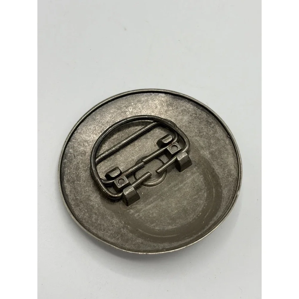 Vintage Tibetan Style‎ Belt Buckle Circular Silver Tone Coral Blue Lightweight